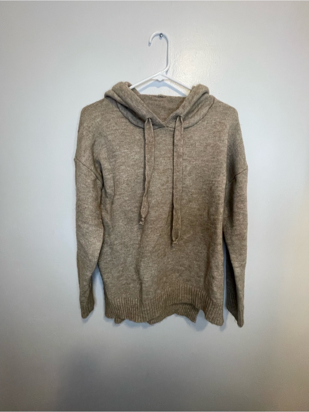 Womann's Hooded Knit Sweater in Taupe